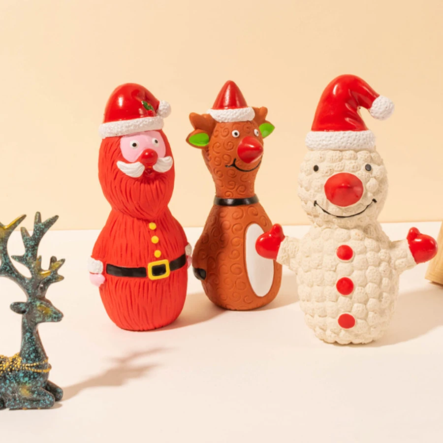 Juguetes de goma para perros, juguete de sonido para apretar, resistente a las mordeduras, interactivo para entrenamiento de cachorros, navidad - imagen 2