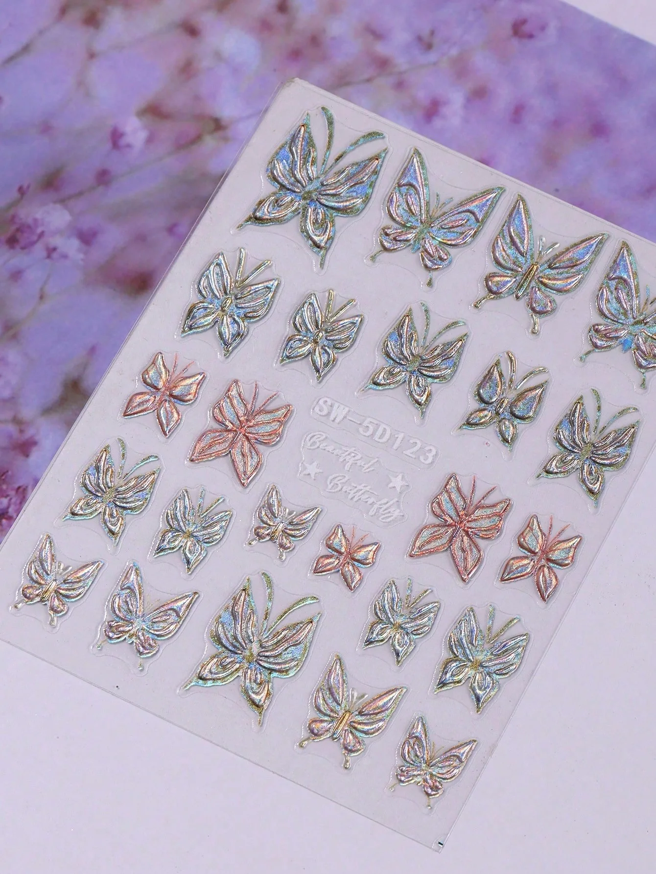 Pegatinas para uñas de gatos y perros - mariposa iridiscente 5D - imagen 3