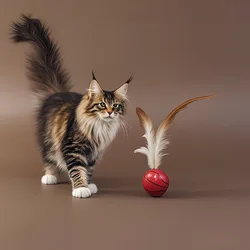 Pelota de plumas elástica para gatos – juguete interactivo rebote