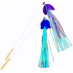 Juguetes para gatos, palo de plumas, juguetes interactivos para gatos, borla de lentejuelas extendidas, juguete para gatos, rompecabezas para gatitos con campana, mango largo, juguete para mascotas