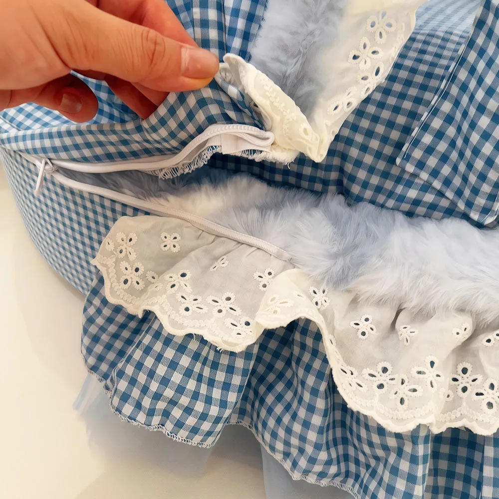 Nido para mascotas de algodón puro de estilo nórdico, nido de seguridad para gatos semicerrado cálido, casa para mascotas engrosada, suministros para perros y gatos - imagen 3