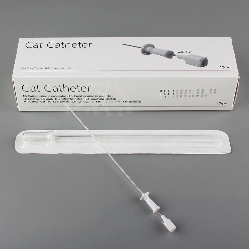 Catéter urinario estéril para gato, catéter con Stylet 3Fr, orificio final 4Fr, orificios laterales, clínica veterinaria, 12 piezas - imagen 2