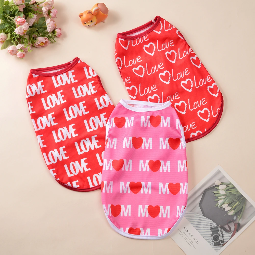 Ropa para el Día de San Valentín para perros pequeños y medianos, chaleco transpirable para gatos, camiseta para perros, disfraces de fiesta para cachorros y gatitos - imagen 3