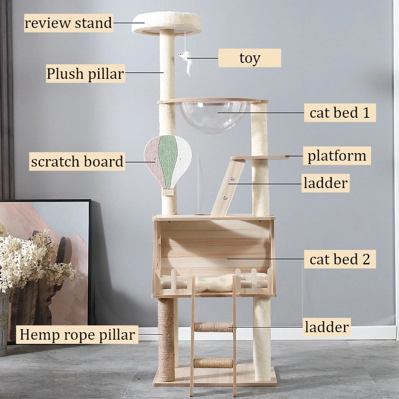Árbol de lujo para gatos, torre grande para gatos de interior, cama para gatos y gatitos, accesorios para muebles, rascador, juguete, Catnap, producto para mascotas - imagen 2