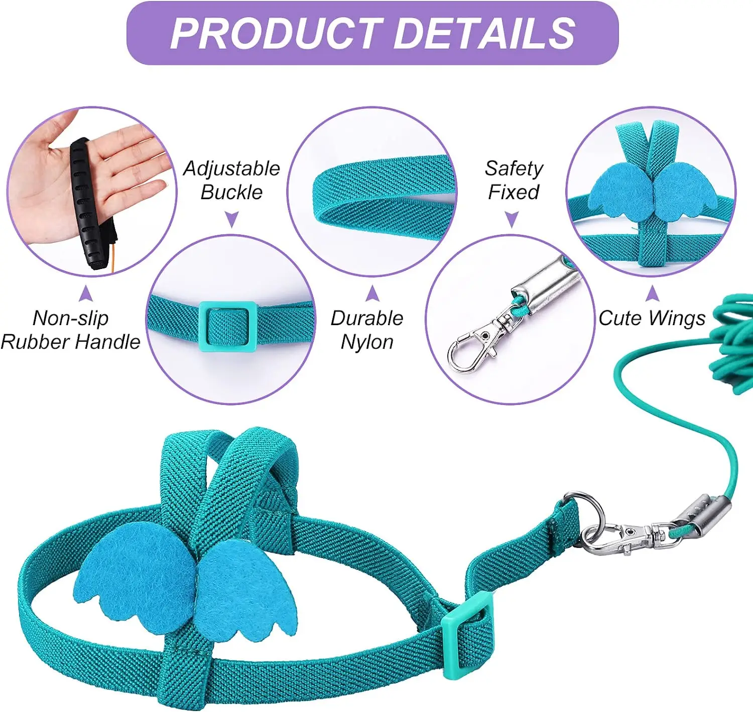 Arnés elástico para loros, correa de entrenamiento ajustable para palomas y pájaros, Agaporni, periquitos, periquitos, periquitos, accesorios para loros - imagen 4