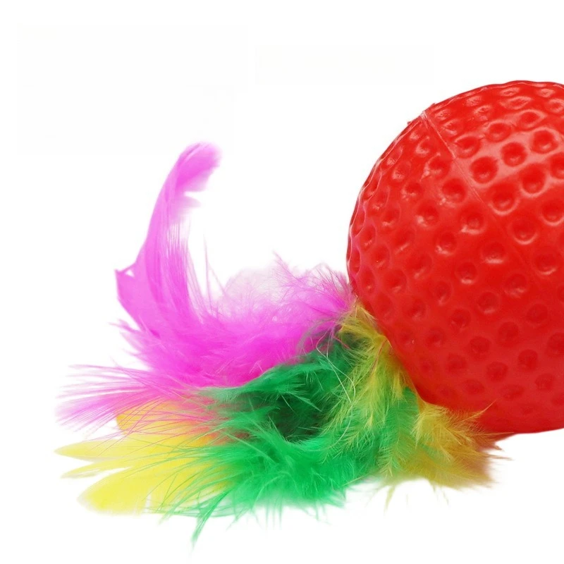 Pelota interactiva para gatos con sonido y plumas, juguete colorido para gatitos para jugar y hacer ejercicio, juguetes para mascotas oxidantes para gatos de interior - imagen 2