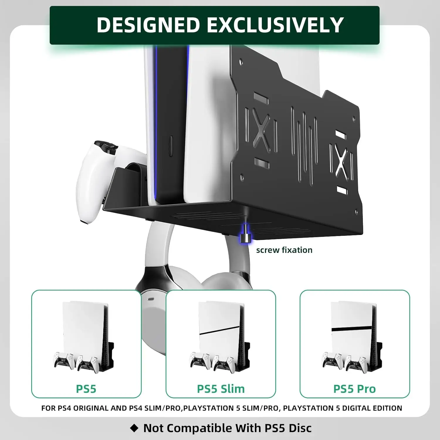 Soporte de pared con cargador dual para PS5 – Mandos y auriculares - imagen 3