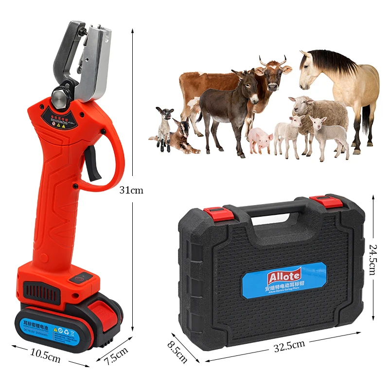 Alicates eléctricos para etiquetas de oreja de animales, de aleación de plástico, 220V, para ganado, cerdo, oveja - imagen 2