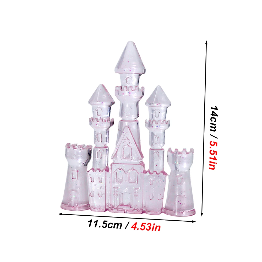 Adorno de acuario de castillo de cristal de imitación, decoración de pecera estilo cuento de hadas con luz brillante para decoración de acuario - imagen 3