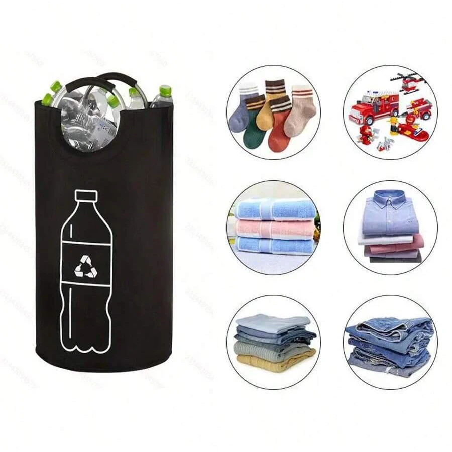 Cesta de almacenamiento de botellas vacía de 82L, bolsa recolectora de botellas de agua residual de cocina plegable con mango de aluminio, contenedor de gran capacidad - imagen 5