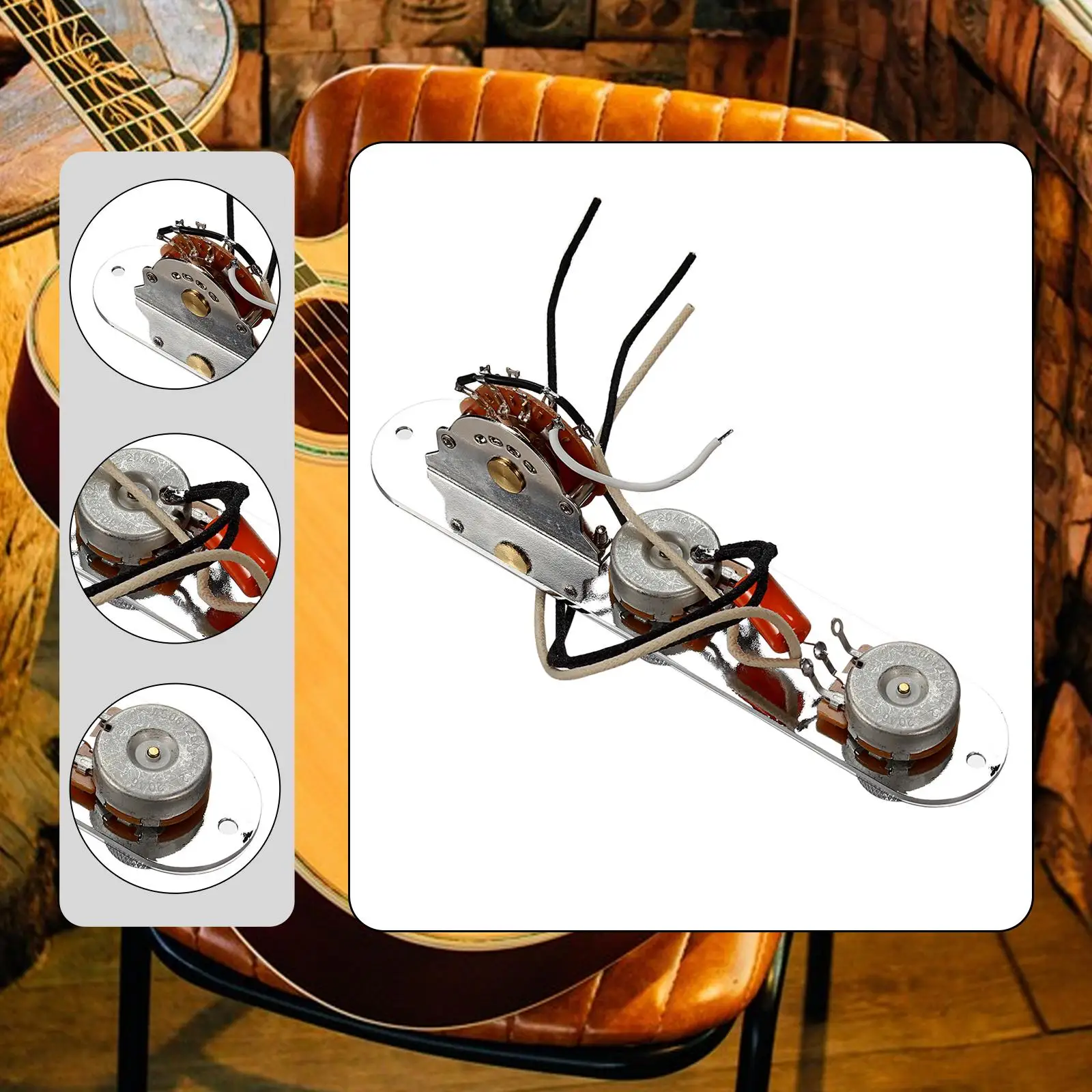 3 Way Prewired Control Plate Guitar Parts Components with Wiring Harness 3 Way Prewired Control Plate Guitar Parts Components with Wiring Harness