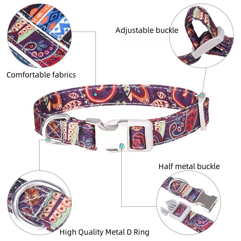 Collar de perro con hebilla de acero inoxidable, correas dobles suaves ajustables, Collar de perro duradero de Color aleatorio - imagen 2