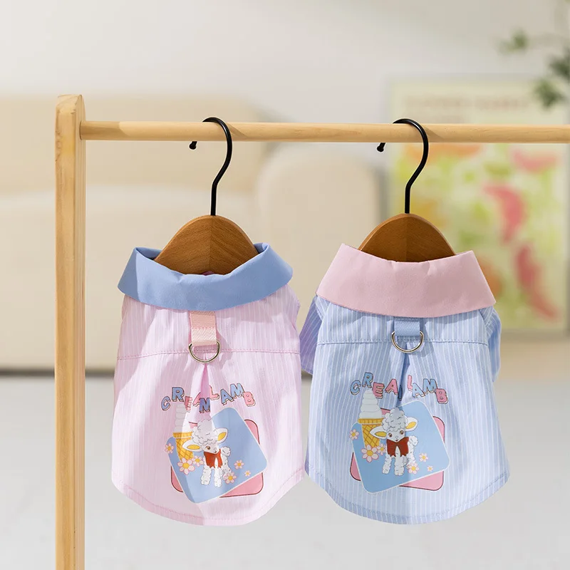 Camiseta para perro mascota, camisa a rayas fina y transpirable de primavera, ropa de dos piernas para perro de tamaño pequeño y mediano, Teddy Cat