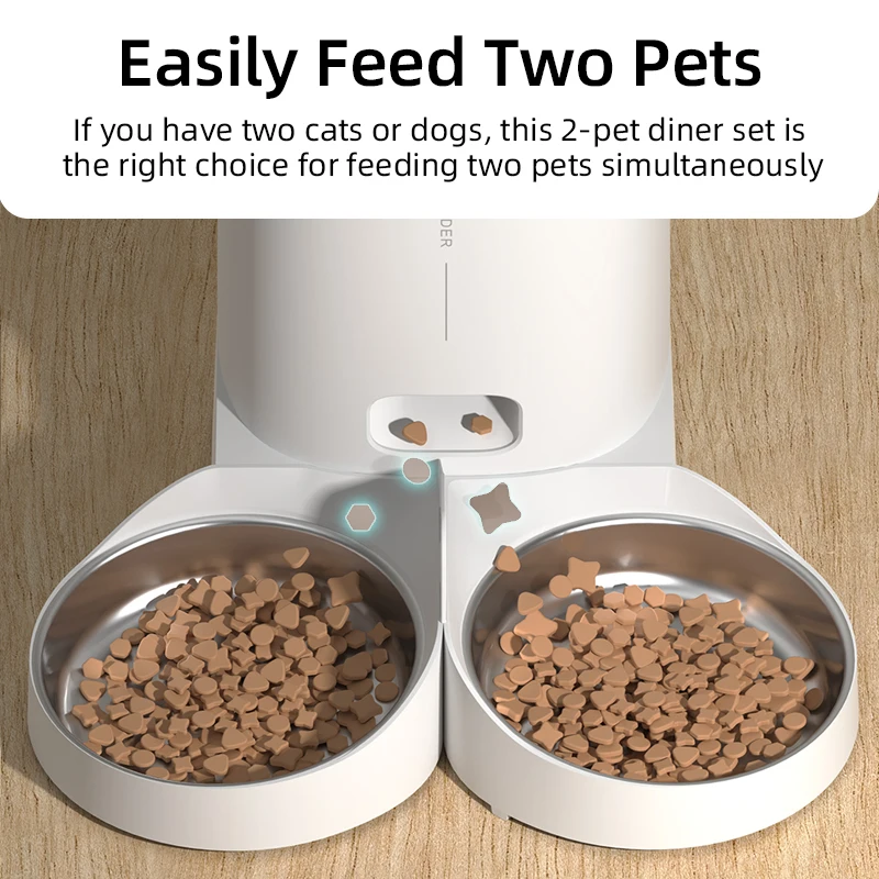 ROJECO solo accesorios de cuenco individual y doble de acero inoxidable para alimentador automático de mascotas de 4L, dispensador de comida para gatos sin comedero para mascotas - imagen 3