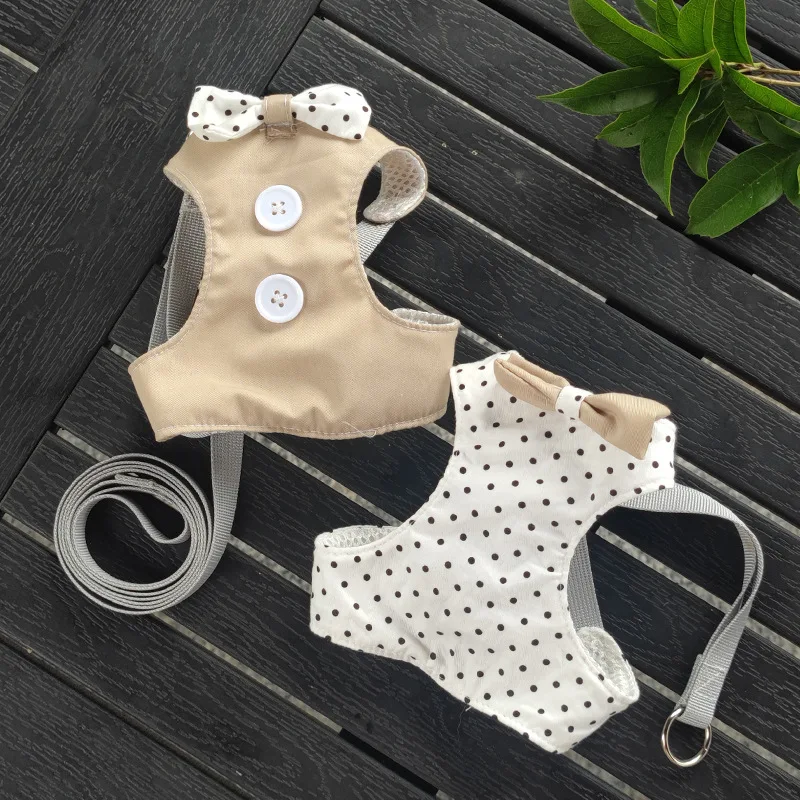 Arnés transpirable para mascotas, suministros de tracción para perros, bonito chaleco con pajarita, correa para perros y gatos, arnés Universal en Y para el pecho y la espalda