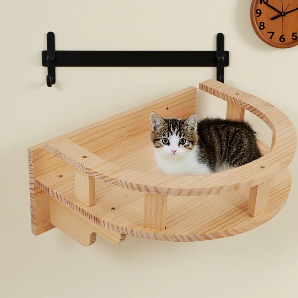 Estantes de escalada para gatos montados en la pared Estante duradero con cama para gatos Diseño que ahorra espacio para jugar y descansar: fácil instalación para gatos activos - imagen 4