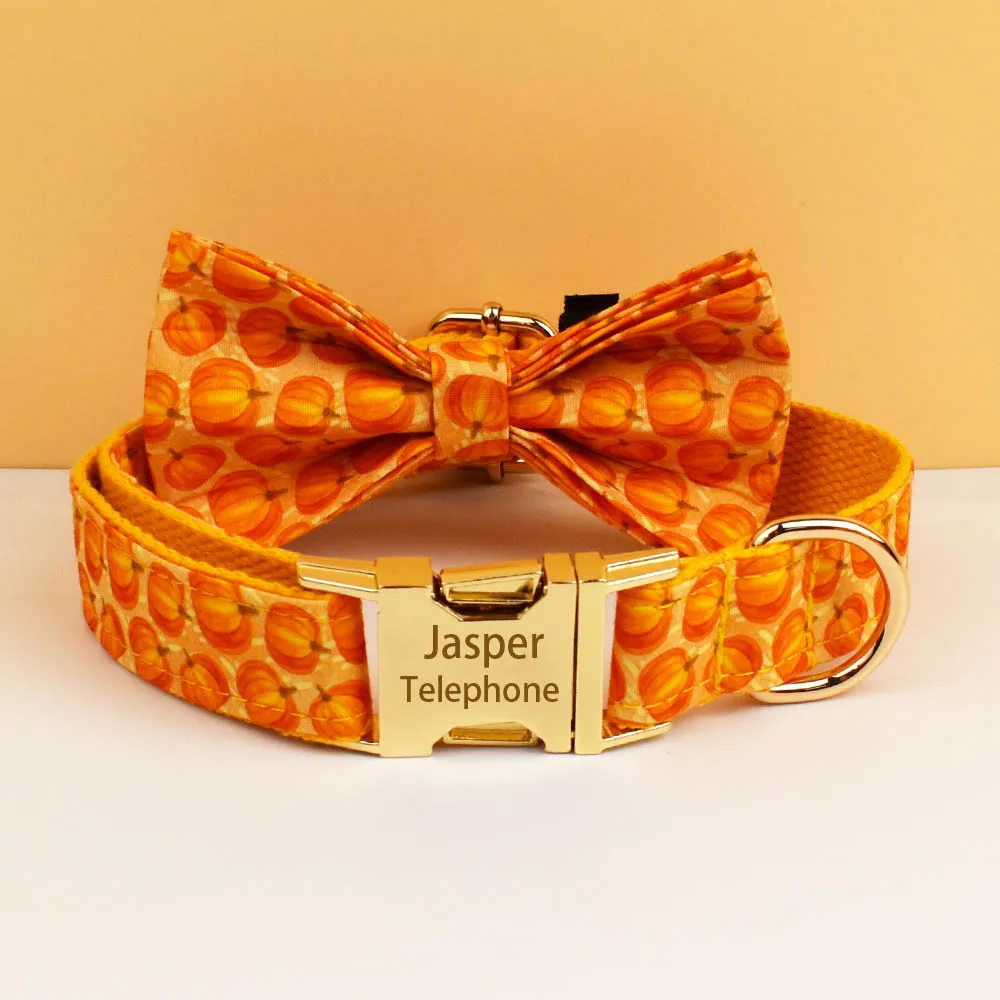 Collar de perro personalizado de Halloween con etiqueta de nombre de identificación grabada gratis, conjunto de accesorios para mascotas con correa y arnés a juego - imagen 2