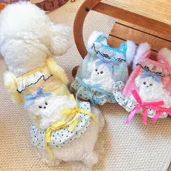 Camisola de felpa bonita para otoño e invierno, vestido de punto, chaleco, pijamas para mascotas, ropa para el hogar, vestidos para perros pequeños, ropa para cachorros