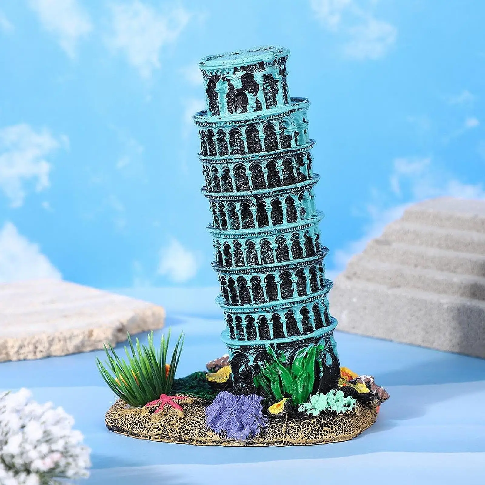 Aquarium Landscape Ornament, Fish Tank Adornment ,Collectible Leaning Tower of Model, for DIY Crafts Home Ornament