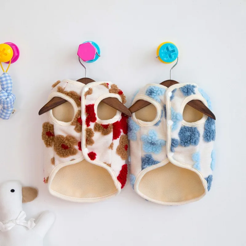 Abrigo cálido de flores para cachorros, Chaleco de punto para perros pequeños, suéter para perros pequeños, ropa para mascotas de dos patas, disfraz Ins Wind Cat, Invierno - imagen 5