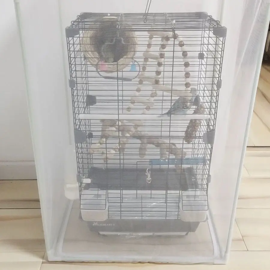 Jaula para pájaros, cubierta a prueba de salpicaduras, cremallera, loro, red a prueba de mosquitos, cubierta de malla, pelo antivuelo, comida a prueba de salpicaduras, interior y hogar - imagen 4