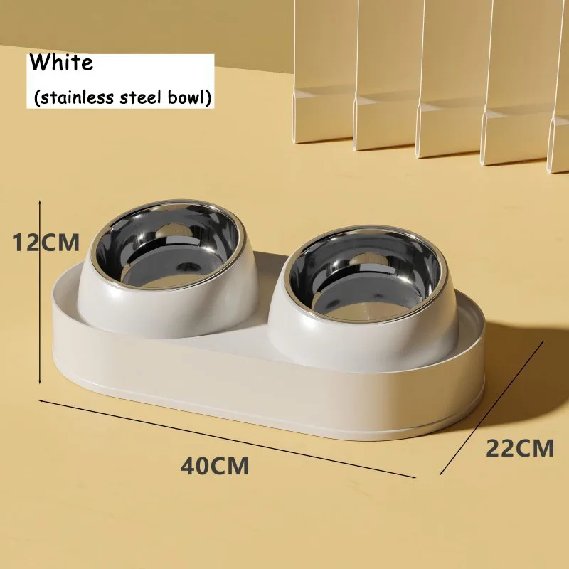 Cuenco doble antideslizante para mascotas, cuenco elevado para gatos, contenedor de comida para perros con protección de inclinación para el cuello, sin barbilla negra, alimentador de agua para mascotas - imagen 3