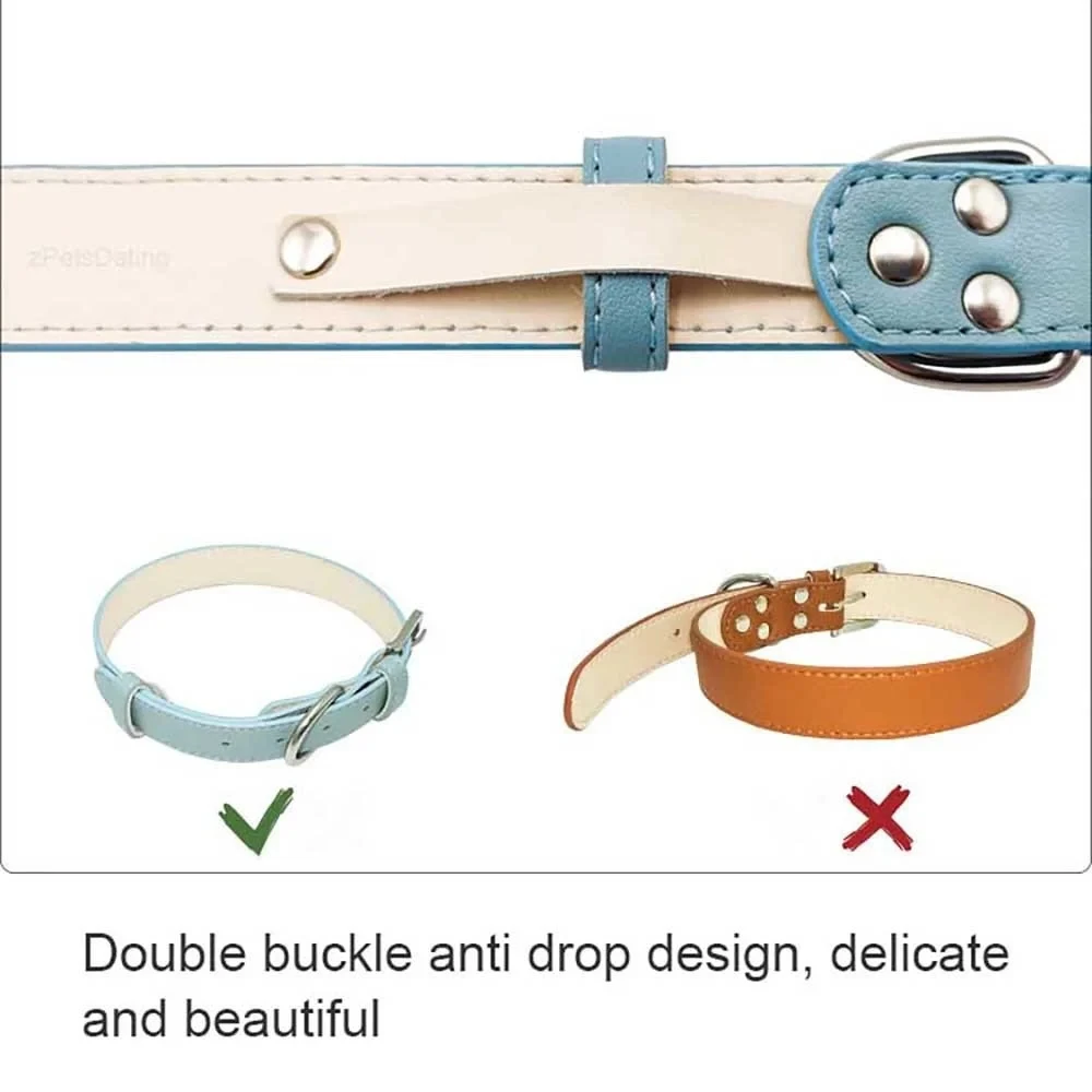 Collar para perro de cuero PU suave ajustable: correa acolchada para el cuello de microfibra para perros, Collar para mascotas cómodo y seguro para uso diario - imagen 2