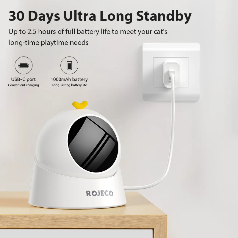 ROJECO-juguete láser automático para gatos, modo ajustable interactivo, juguete eléctrico para gatos para gatitos, perros, juguetes láser inteligentes para interiores - imagen 5