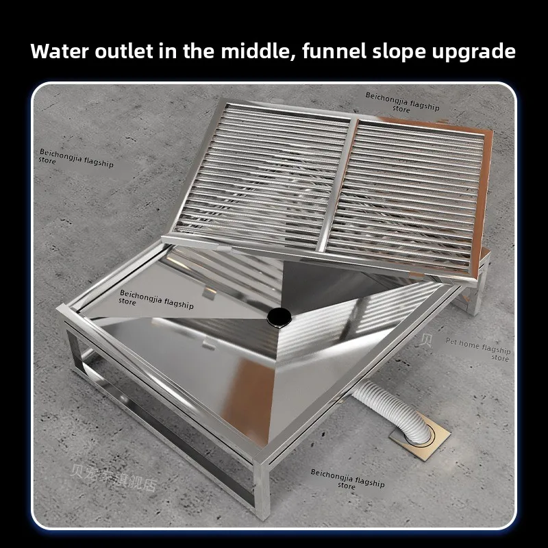 Inodoro automático de acero inoxidable para perros, drenaje directo de alcantarillado, lavado integrado, producto de limpieza para mascotas, accesorios para arena - imagen 5