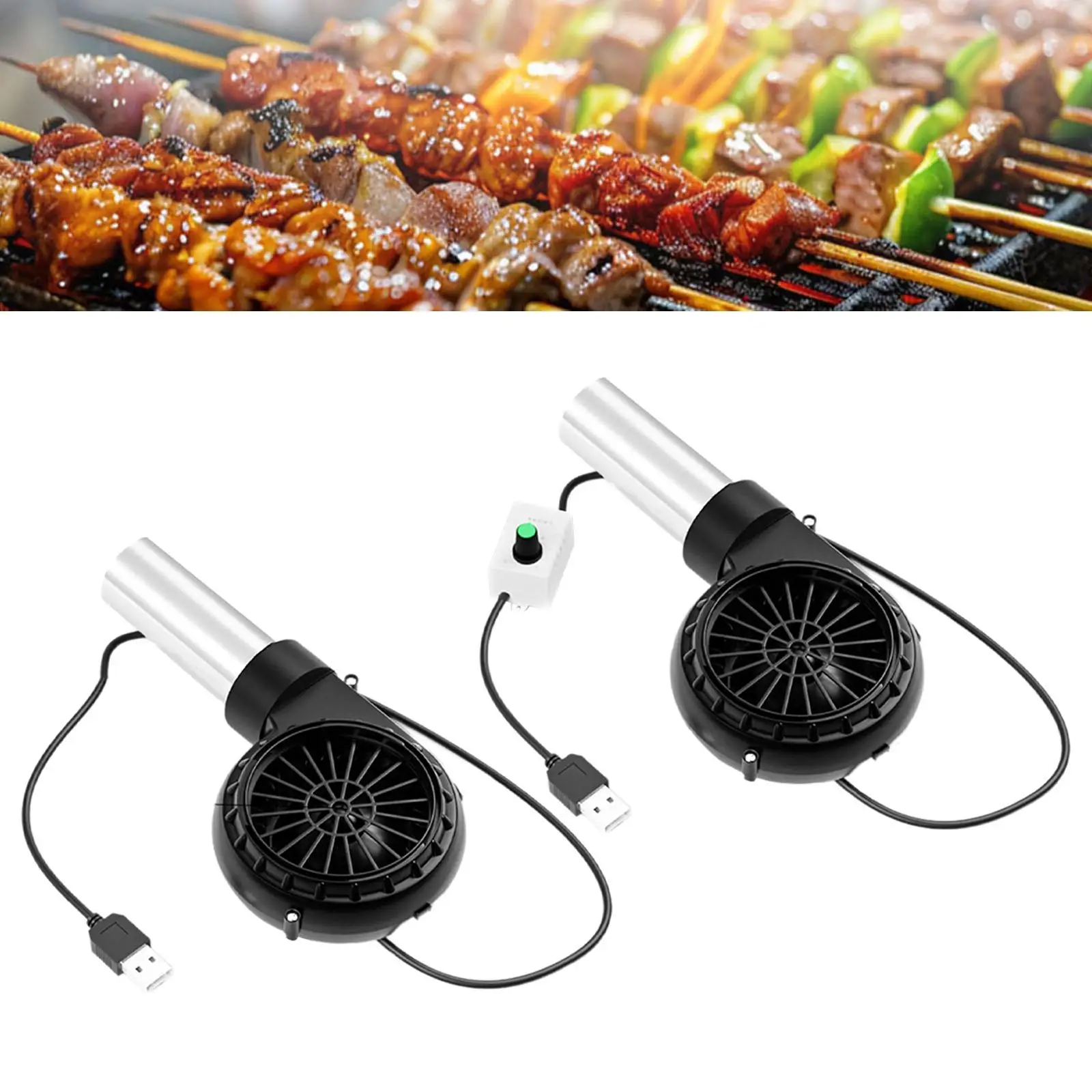 BBQ Fan BBQ Air Blower USB Powered Multipurpose BBQ Blower Fan Electric Bellows for Camping Outdoor Hiking Picnic Grill