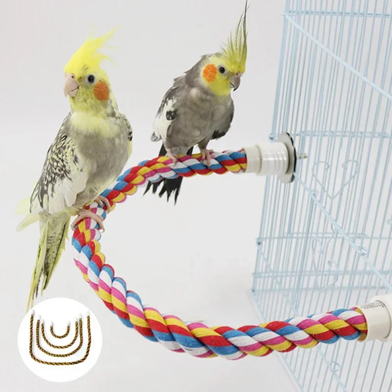 Juguete mordedor de cuerda para aves-multicolor para loros y cacatúas - imagen 2