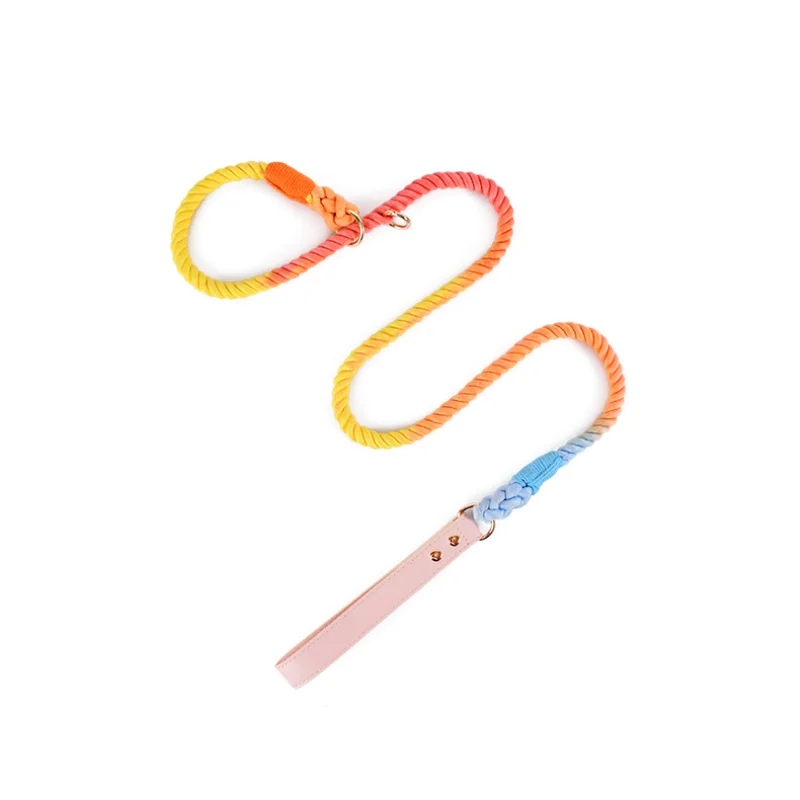 Collar de cadena de nailon para perros, correa ajustable de PU, macarrones de lujo, cuerda de tracción para perros medianos y grandes, suministros para mascotas - imagen 2