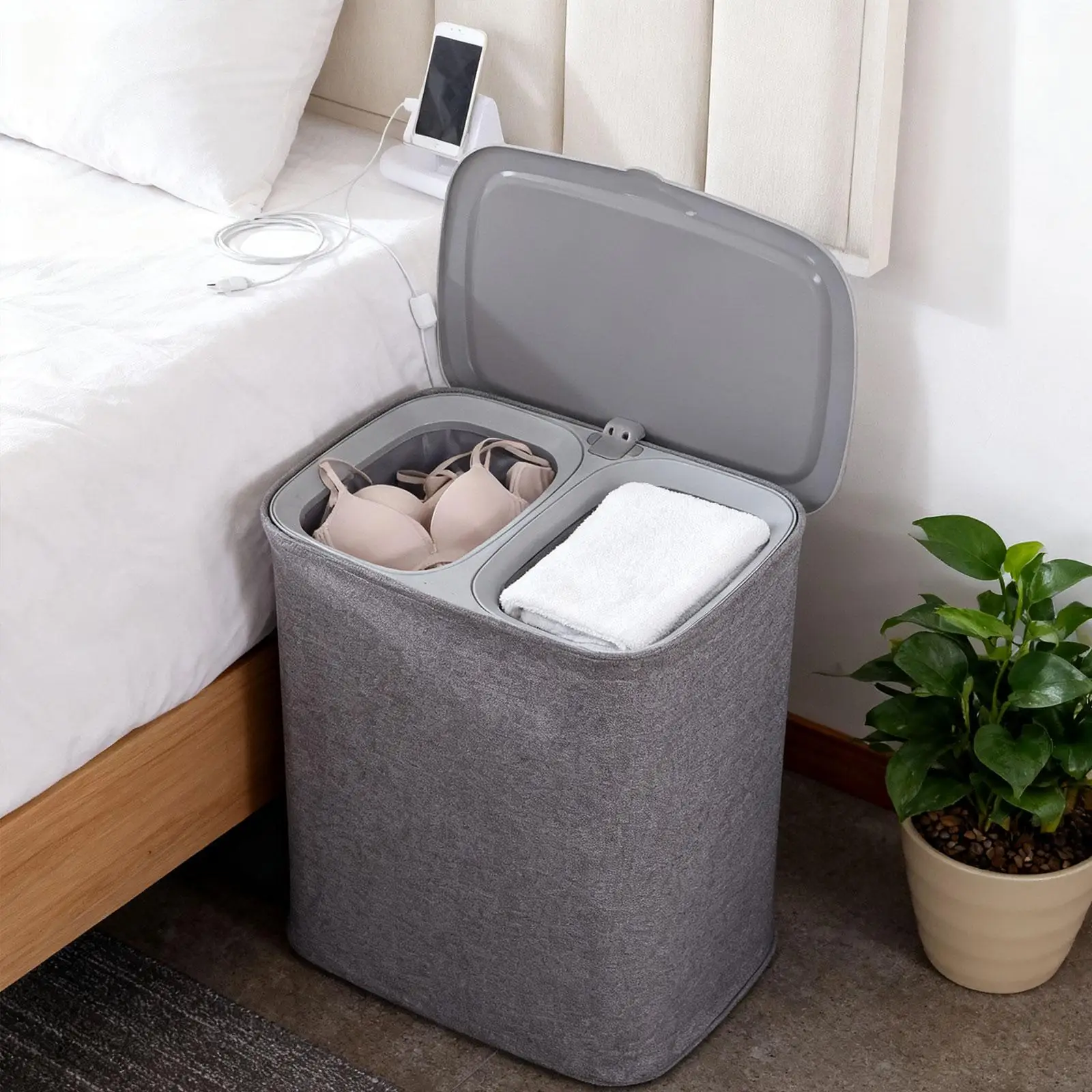 Cesta para la colada plegable con tapa y ruedas, cesta de almacenamiento, cesto para la colada para dormitorio