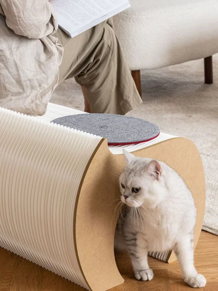 Tubo de túnel plegable para gatos, juguetes largos y grandes para interiores, juguetes de papel Kraft crudo, suministros creativos para mascotas - imagen 2