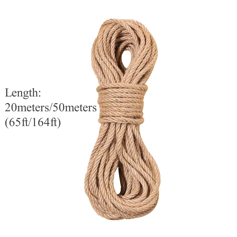 Cuerda de Sisal Natural de 65 pies/164 pies, protectores contra arañazos para gatos, cuerda para rascar árboles, juguete DIY, garra para pata, Protector de muebles, poste para rascar - imagen 5