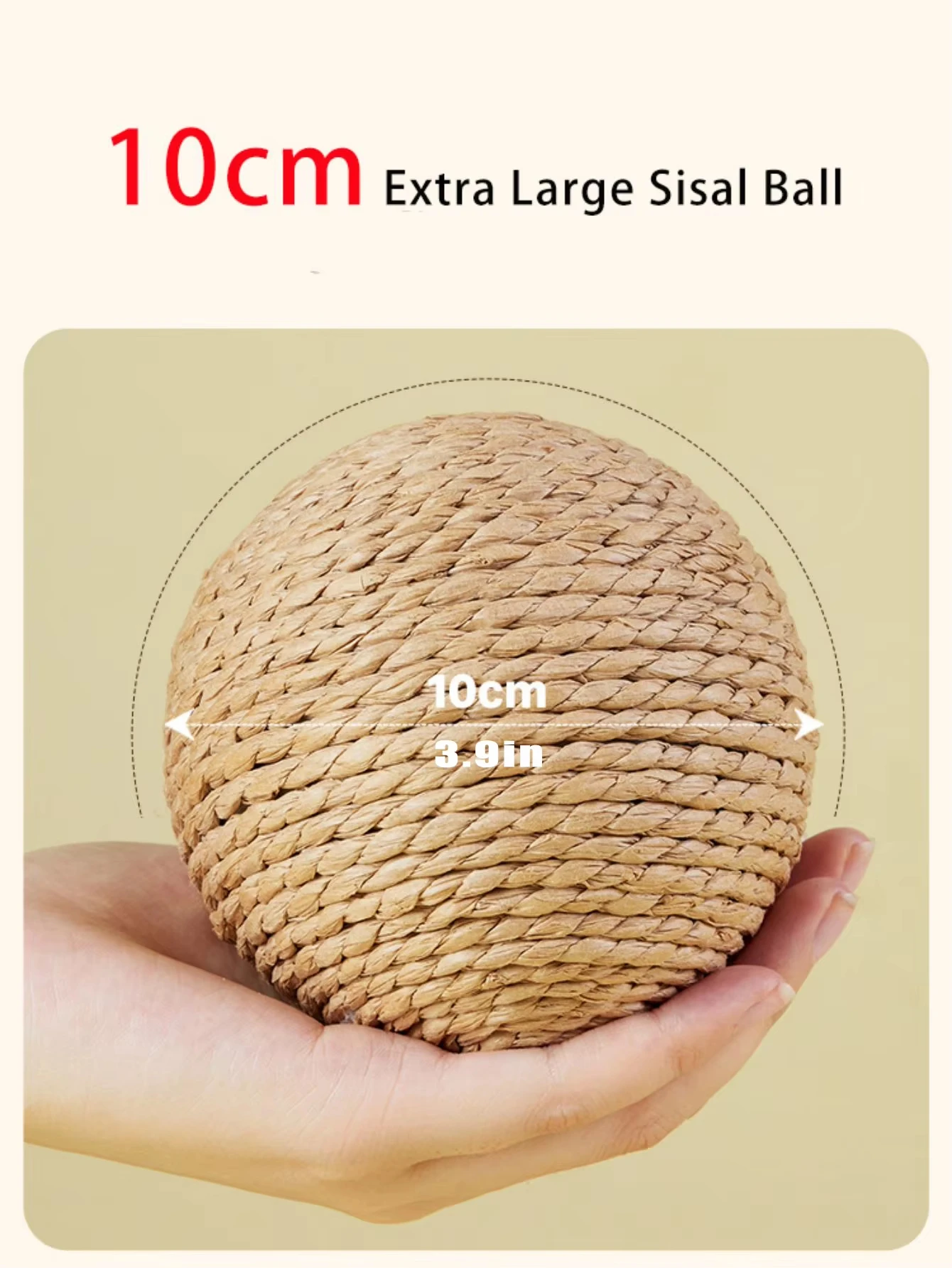 Pelota rascadora interactiva de Sisal para gatos, juguete para limpieza de dientes de gatito, pelota para gatos antimordeduras, juguete con sonido, suministros para mascotas, 10CM - imagen 4