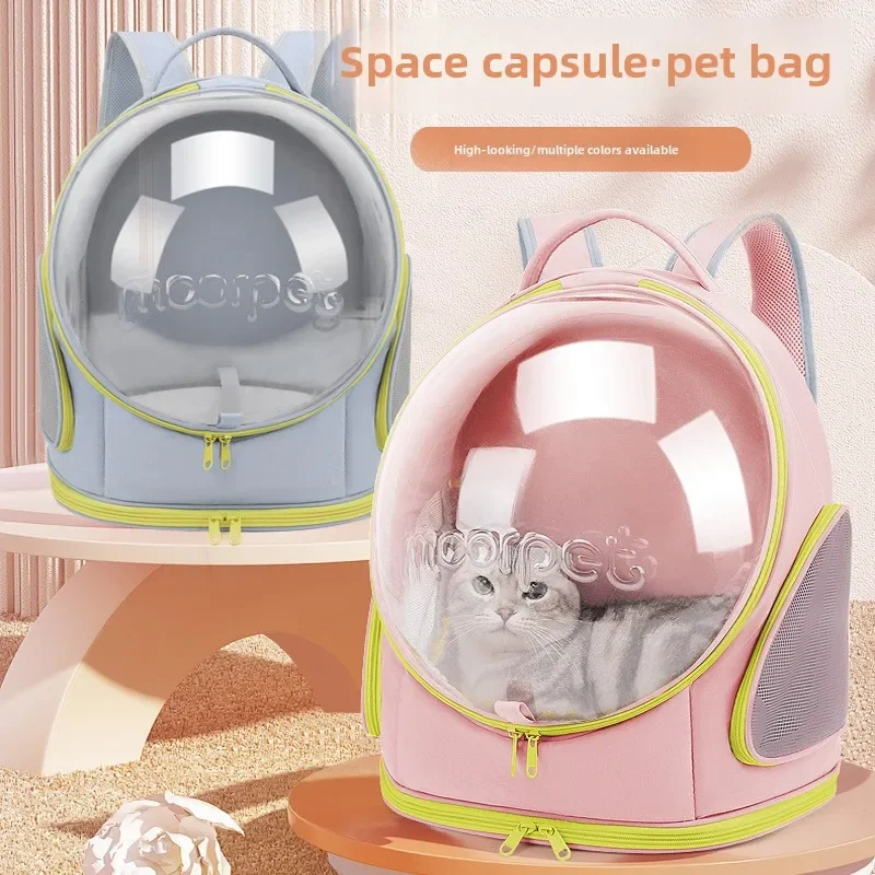 Mochila panorámica grande transparente portátil transpirable para gatos, mochila de viaje para mascotas, mochila para gatos, cápsula espacial transparente - imagen 2