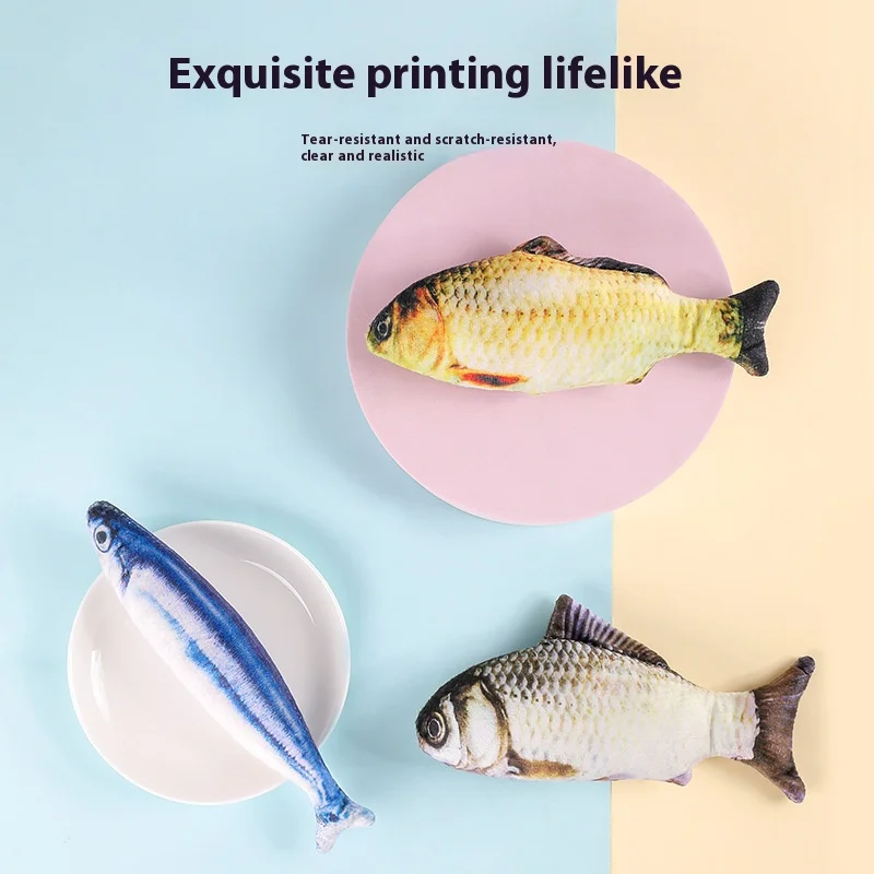 Pez de simulación de peluche para mascotas con gato, menta, juguete para gatos, carpa, cuchillo de otoño, pez, carpa, juguete para gatos - imagen 3