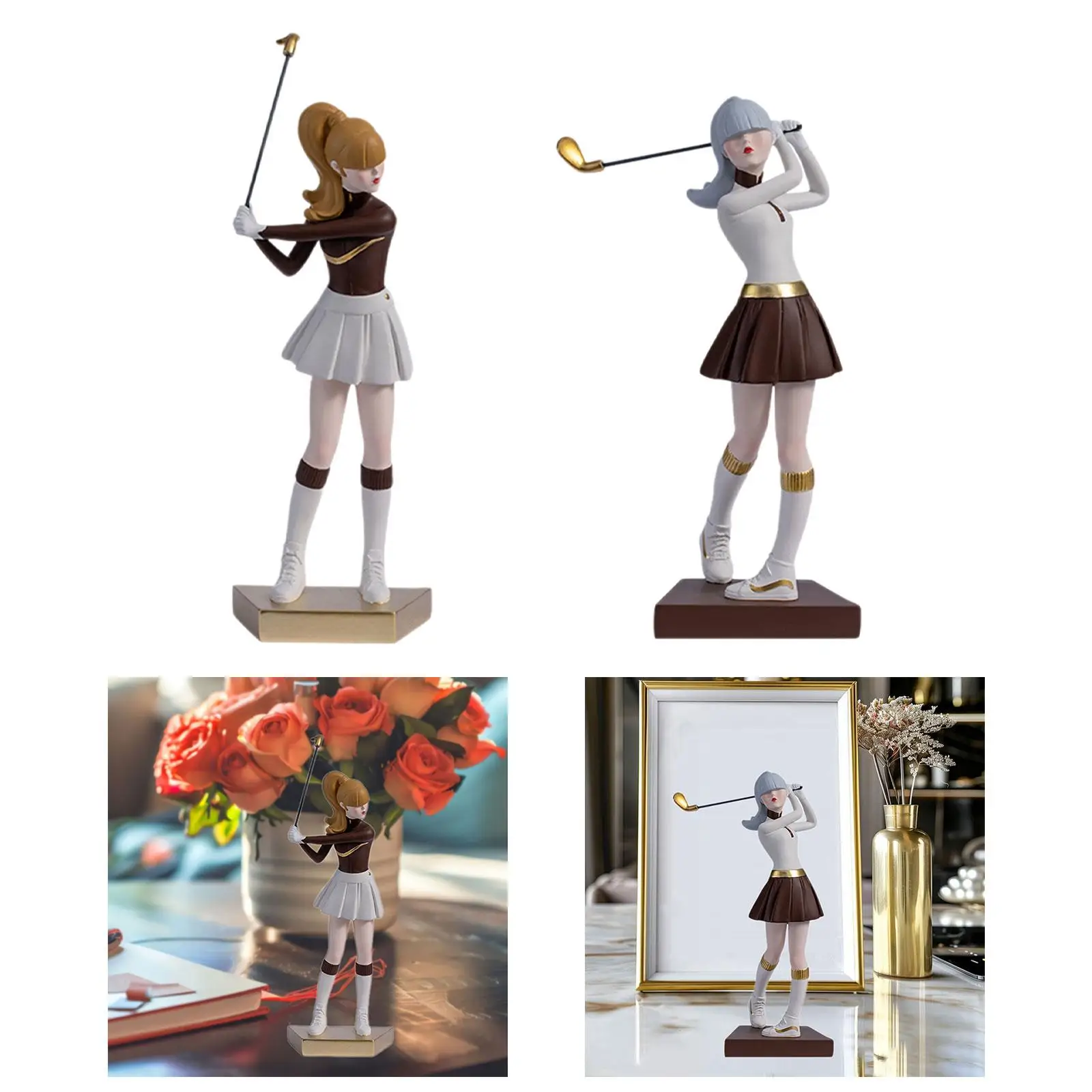 Lady Golfer Statue Birthday Gift Resin Decorative Table Centerpiece Golfer Figurine for Dorm Restaurant Cabinet Desk Home Decor