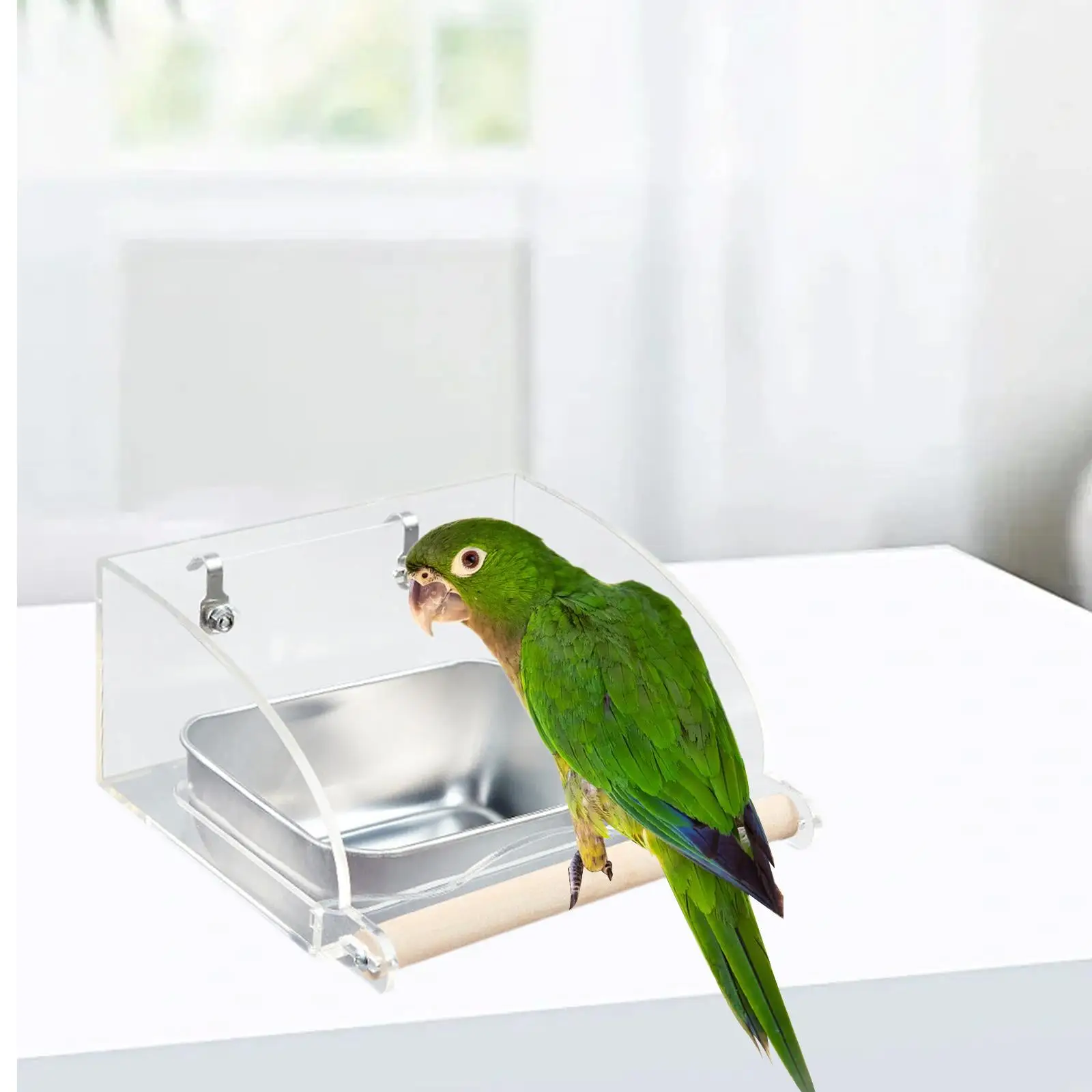 Non Mess Bird Cage Feeder Clear Feeding Bowl for Cockatiel Lovebirds Parakeet Non Mess Bird Cage Feeder Clear Feeding Bowl for Cockatiel Lovebirds Parakeet