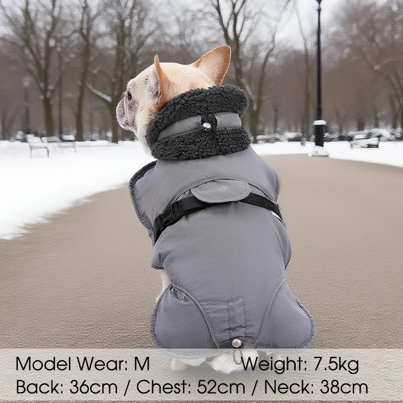 Abrigo cálido impermeable para perros al aire libre, chaqueta gruesa con forro polar para perros, ropa reflectante ajustable a prueba de viento para perros, ropa para perros masculinos - imagen 4
