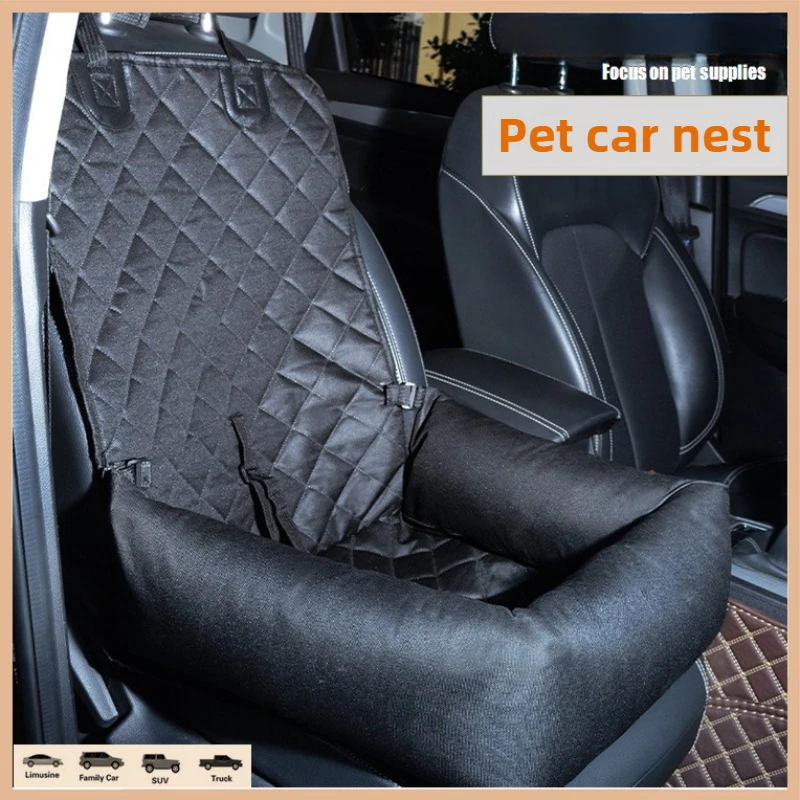 Perrera de coche, cesta para perros, almohadilla para coche para mascotas, plegable, gran capacidad, antisuciedad, doble capa, cojín de asiento grueso para mascotas
