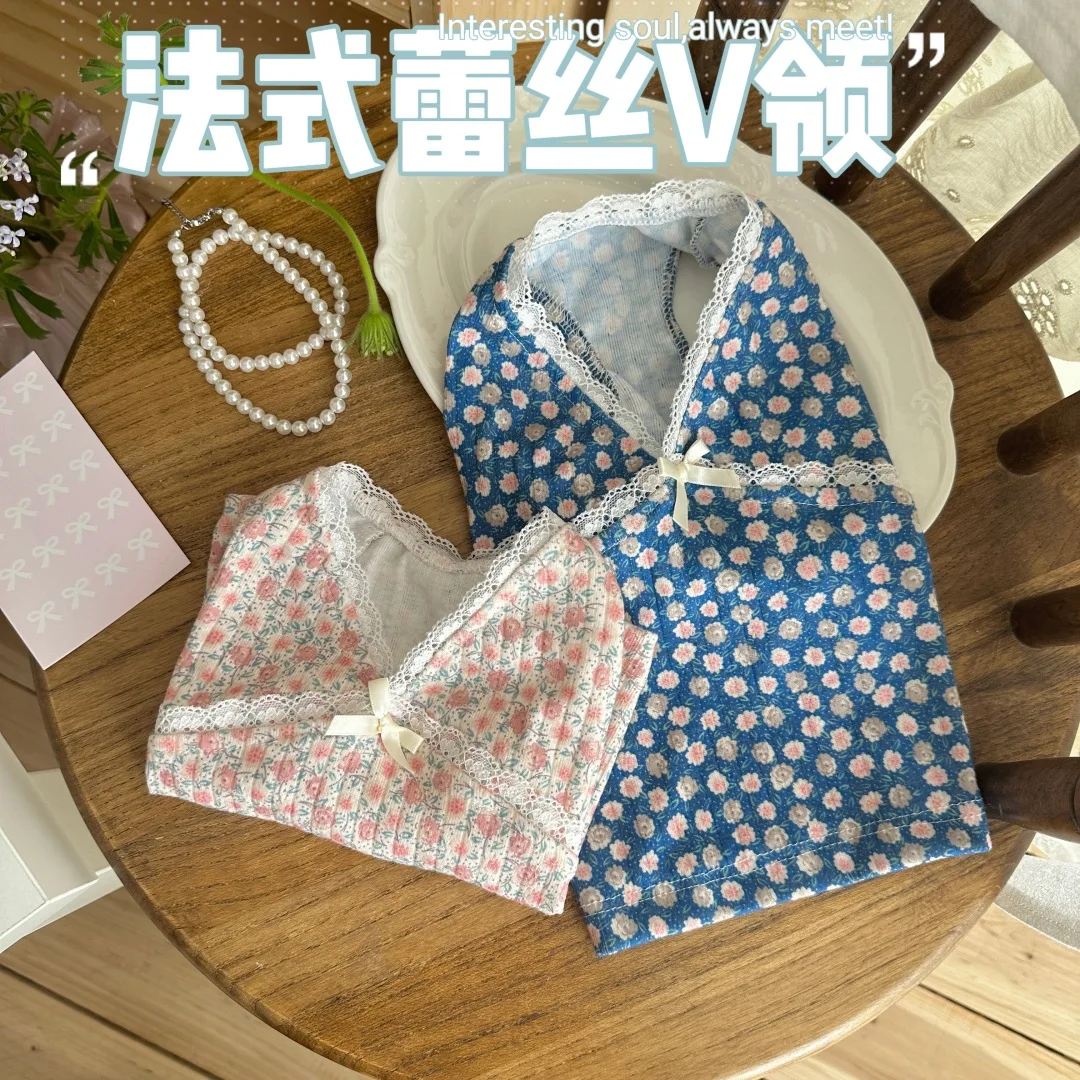 Chaleco Floral de encaje con cuello en V para mascotas, pijamas para perros pequeños y gatos, ropa para el hogar para primavera y otoño, ropa para cachorros pequeños - imagen 2