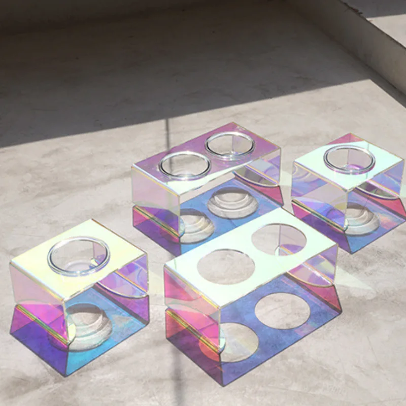 Mesa de comedor con láser para mascotas, estante de acrílico para gatos, cuencos para perros, estante de cena, suministros para mascotas, nuevo - imagen 2