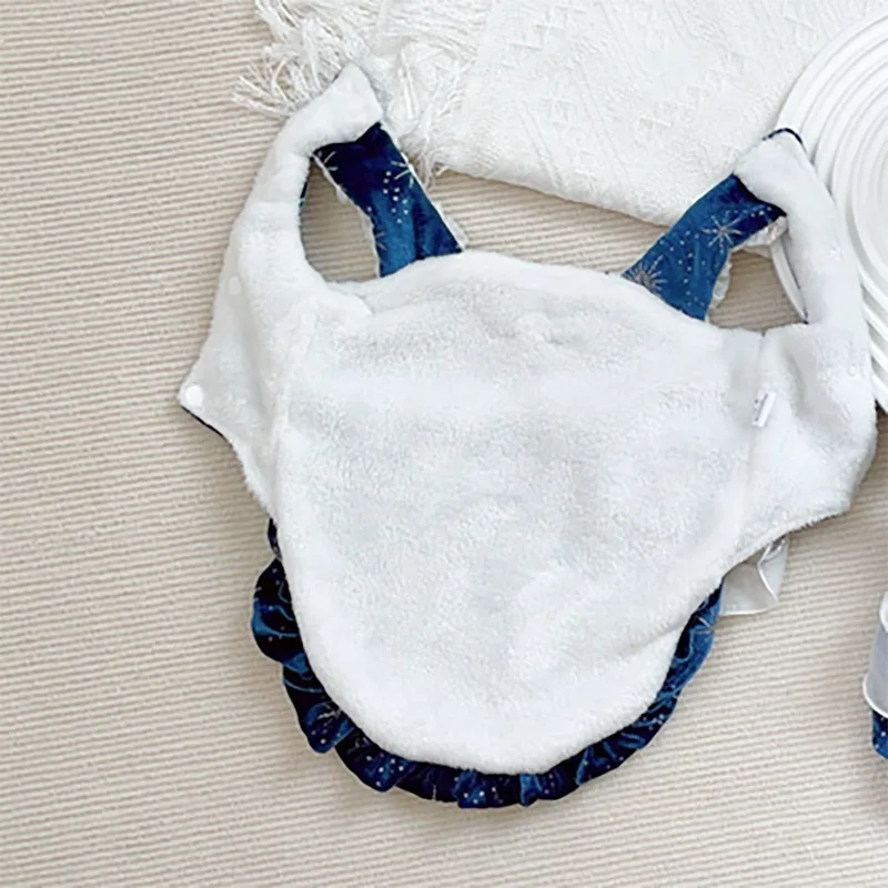 Falda estrellada azul profundo Ins para mascotas, Otoño/Invierno, ropa cálida para perros y gatos, falda gruesa de princesa de terciopelo para perros, vestidos para cachorros, ropa para mascotas - imagen 5