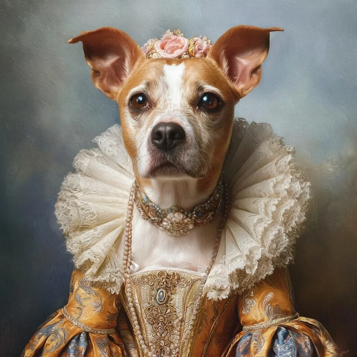 ATUBAN Retrato de mascota real personalizado, pintura de perro real, retrato de mascota, retrato de perro real, regalo de retrato de mascota, retrato de mascota renacentista