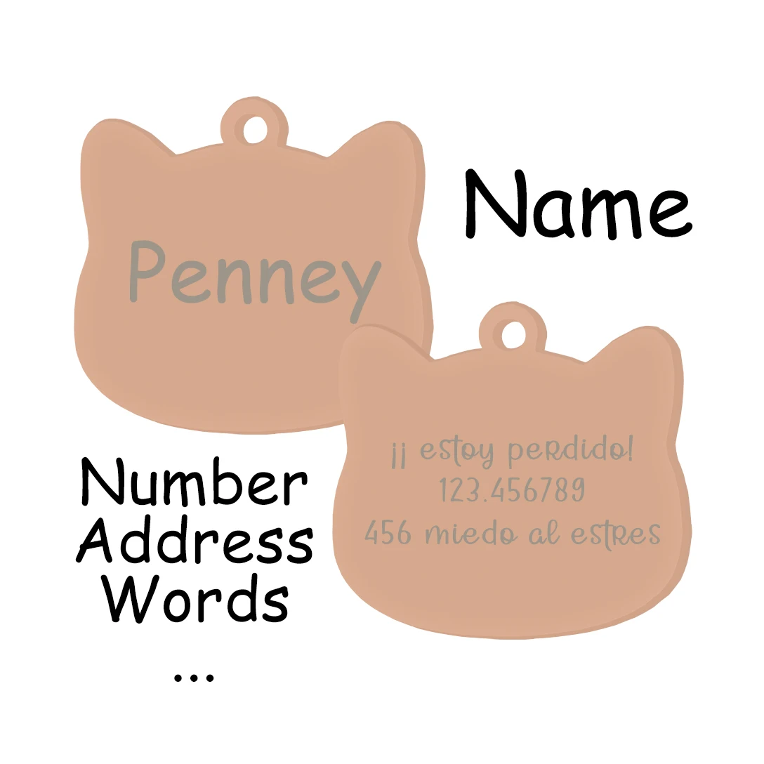 Etiqueta personalizada para mascotas con forma de gato, múltiples opciones de fuentes, colgante de Collar, suministros de Collar personalizados para mascotas, accesorios antipérdida - imagen 4