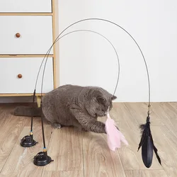 Varita de plumas con ventosa para gatos: Juguete interactivo