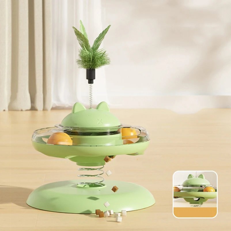 Nuevos juguetes para gatos, disco de juego para gatos, plato giratorio para fugas de comida, pista para gatos, palo para gatos, suministros para mascotas y gatos de autopedición