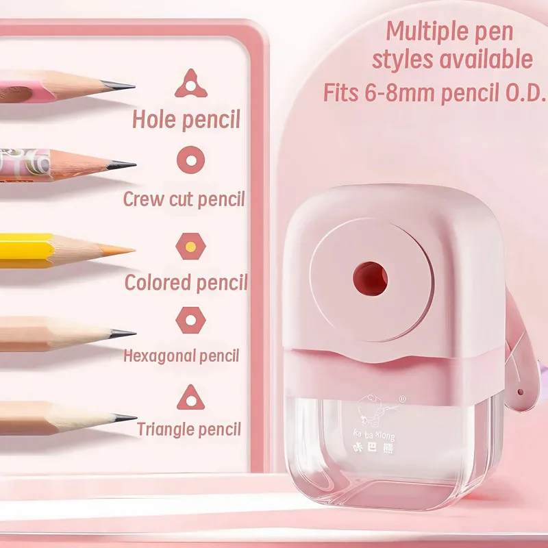 Sacapuntas portátil con manivela, papelería para estudiantes, suministros escolares y de oficina para varios lápices - imagen 3